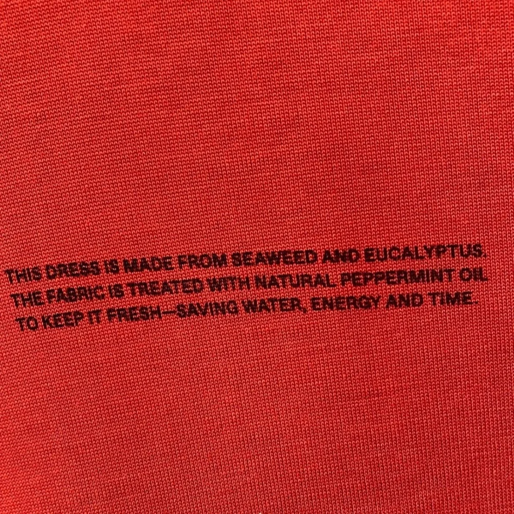 Pangaia Red Long‎ Sleeve Turtle Neck Midi Dress SeaCell Peppermint Treated Sz XL - Picture 5 of 9